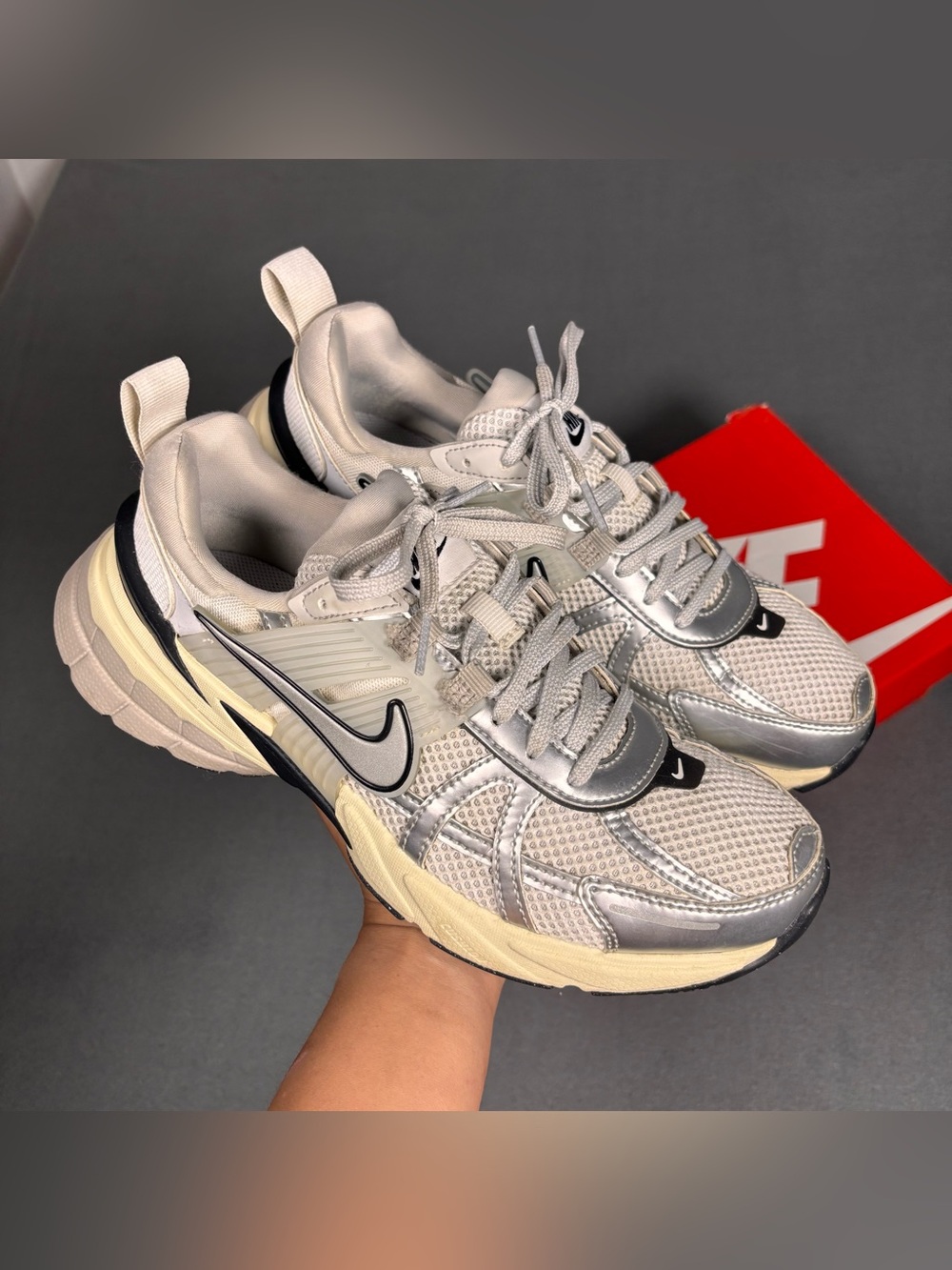 Nike V2K Run Summit White/ Metallic Silver Women’s Size 8.5